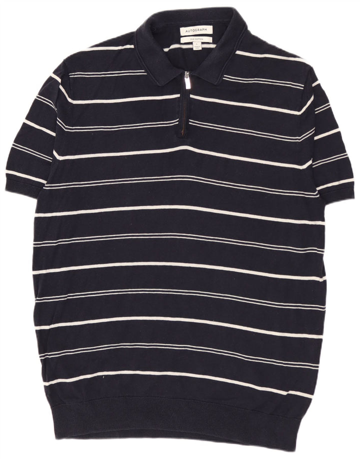 Marks & SPENCER Herren-Pullover „Autograph“ mit Polokragen, Größe L, Marineblau