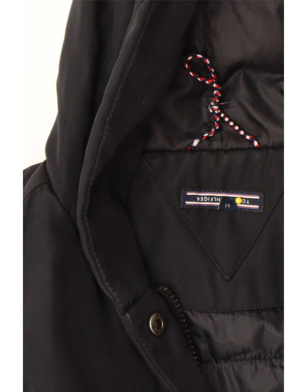 Tommy Hilfiger Mädchen-Parka mit Kapuze, 13–14 Jahre, schwarzes Polyester