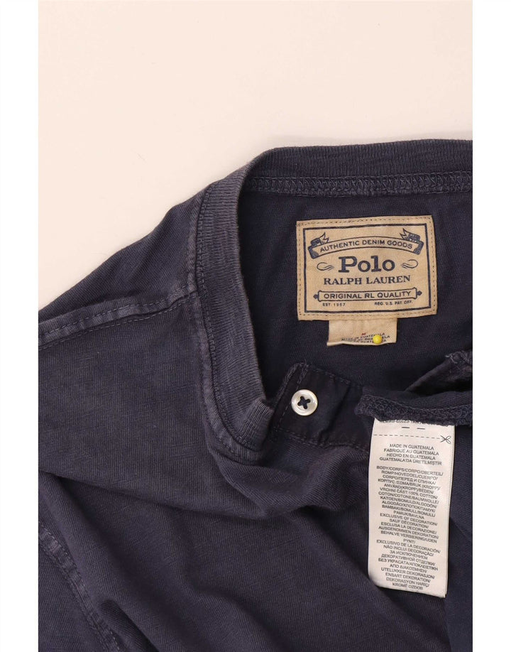 Polo Ralph Lauren Herren-Oberteil, langärmelig, mittelblau, Baumwolle