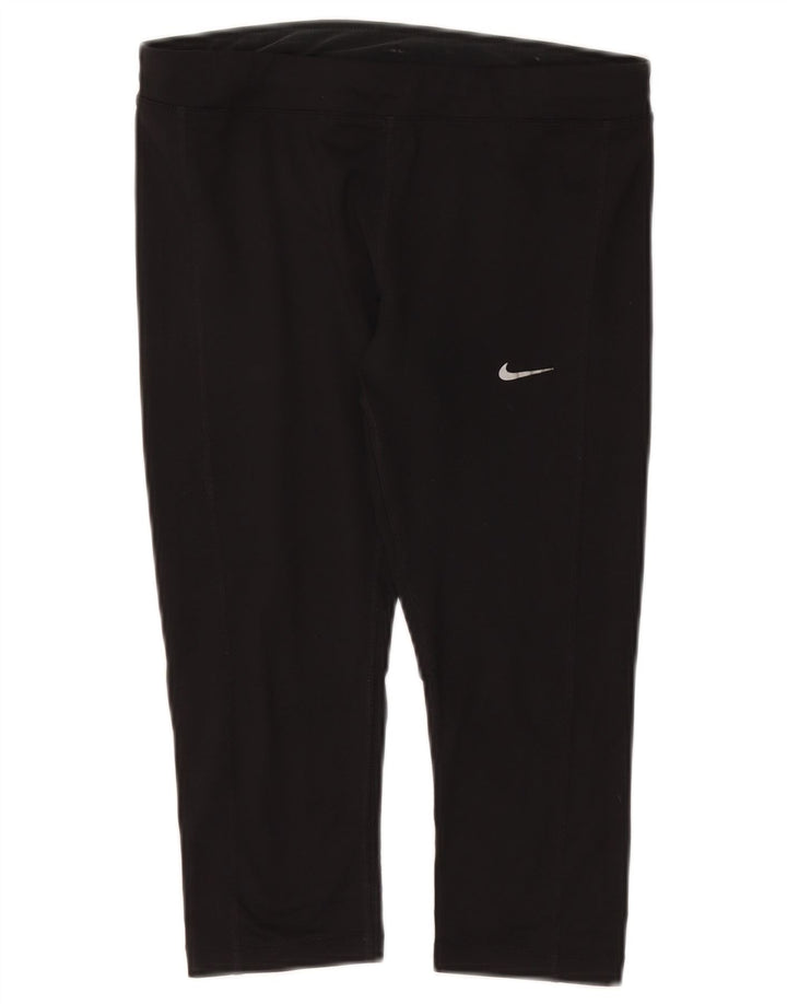 NIKE Womens Dri Fit Capri Leggings UK 12 Medium Schwarz Polyester