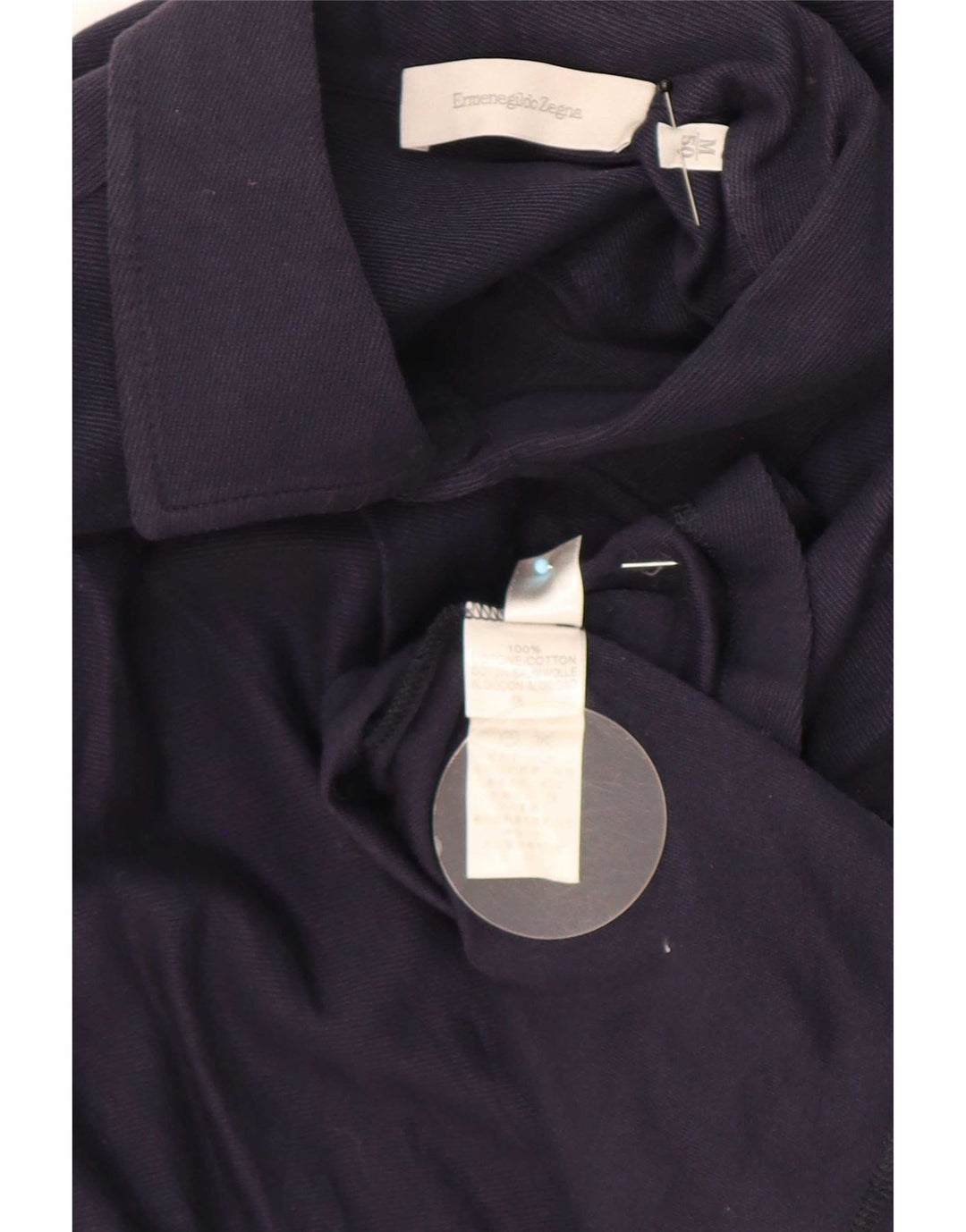 Ermenegildo Zegna Herrenhemd IT 50 Mittelmarineblaue Baumwolle