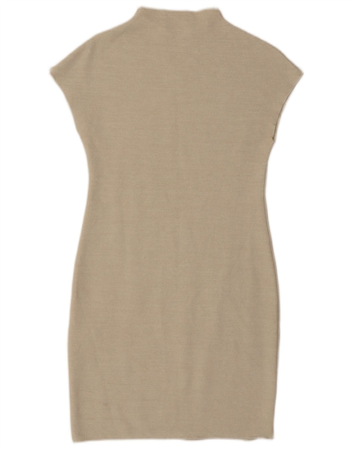 Zara Damen Etuikleid UK 14 Large Beige Viskose
