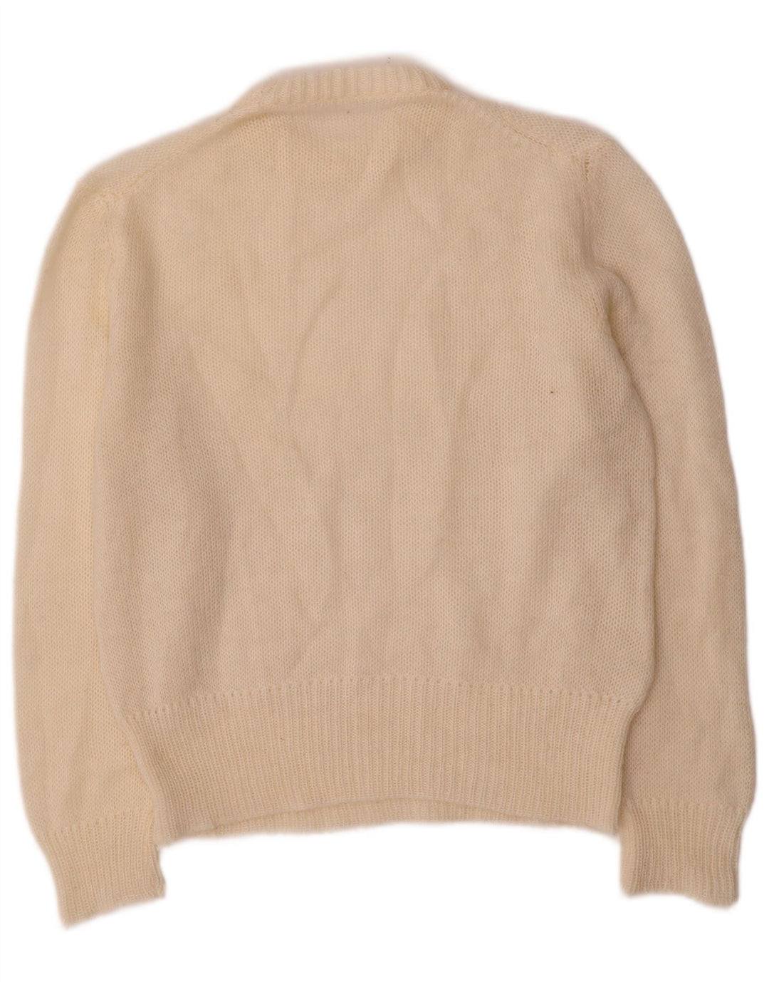 Vintage Damen Pullover mit Rundhalsausschnitt UK 12 Medium Off White