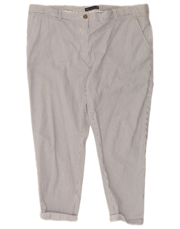 Marks & Spencer Damen-Hose, kurz geschnitten, UK 20, 2XL, W41, L26, weiß gestreift