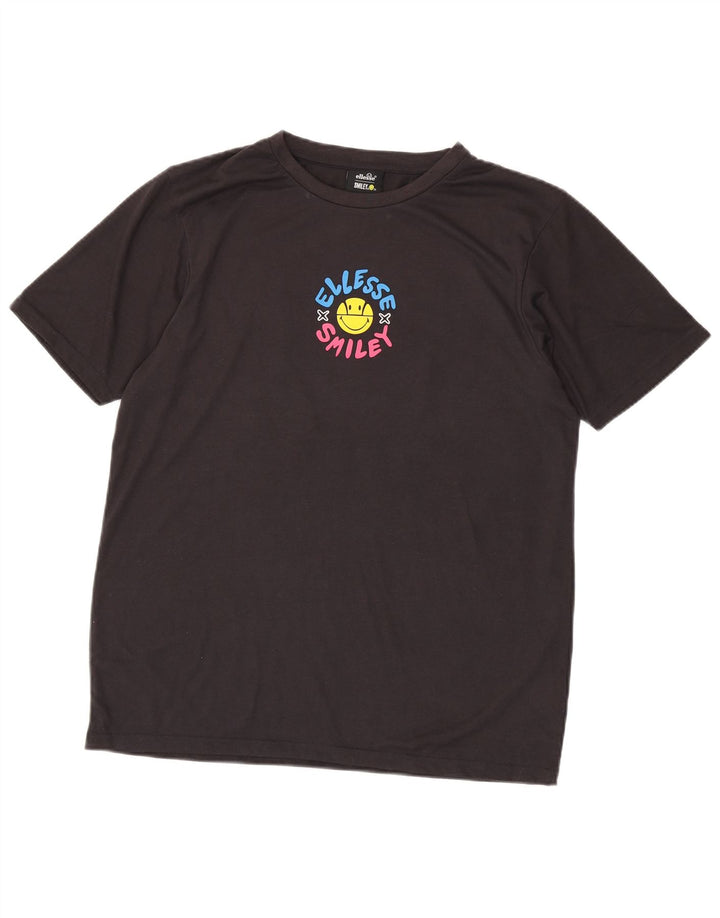 Ellesse Herren Grafik-T-Shirt-Oberteil Mittelschwarzes Polyester