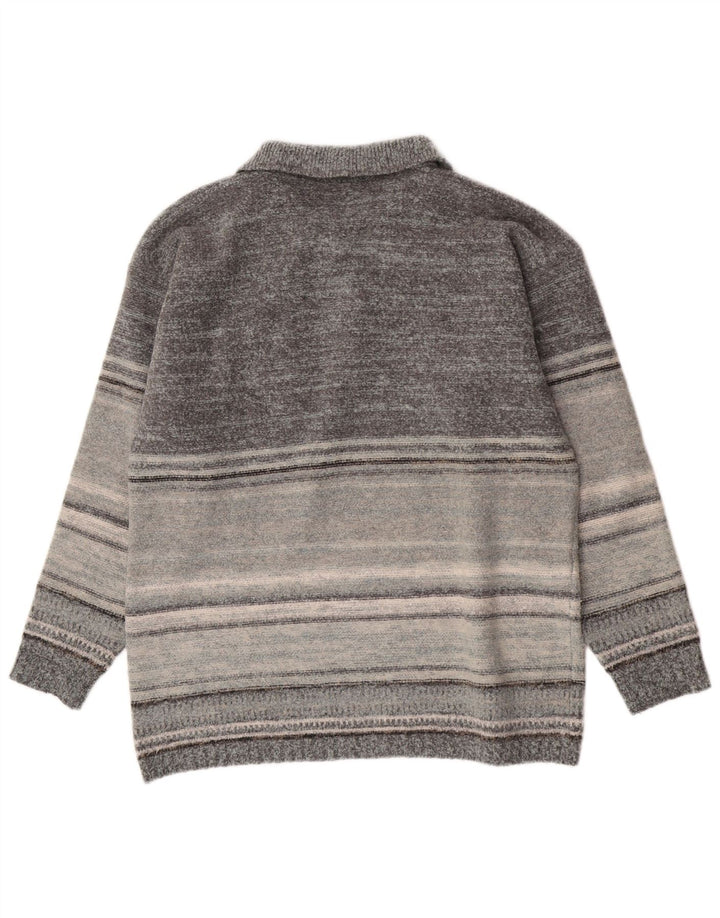 Kappa Herren-Pullover mit Rollkragen, XL, grau gestreift, Wolle