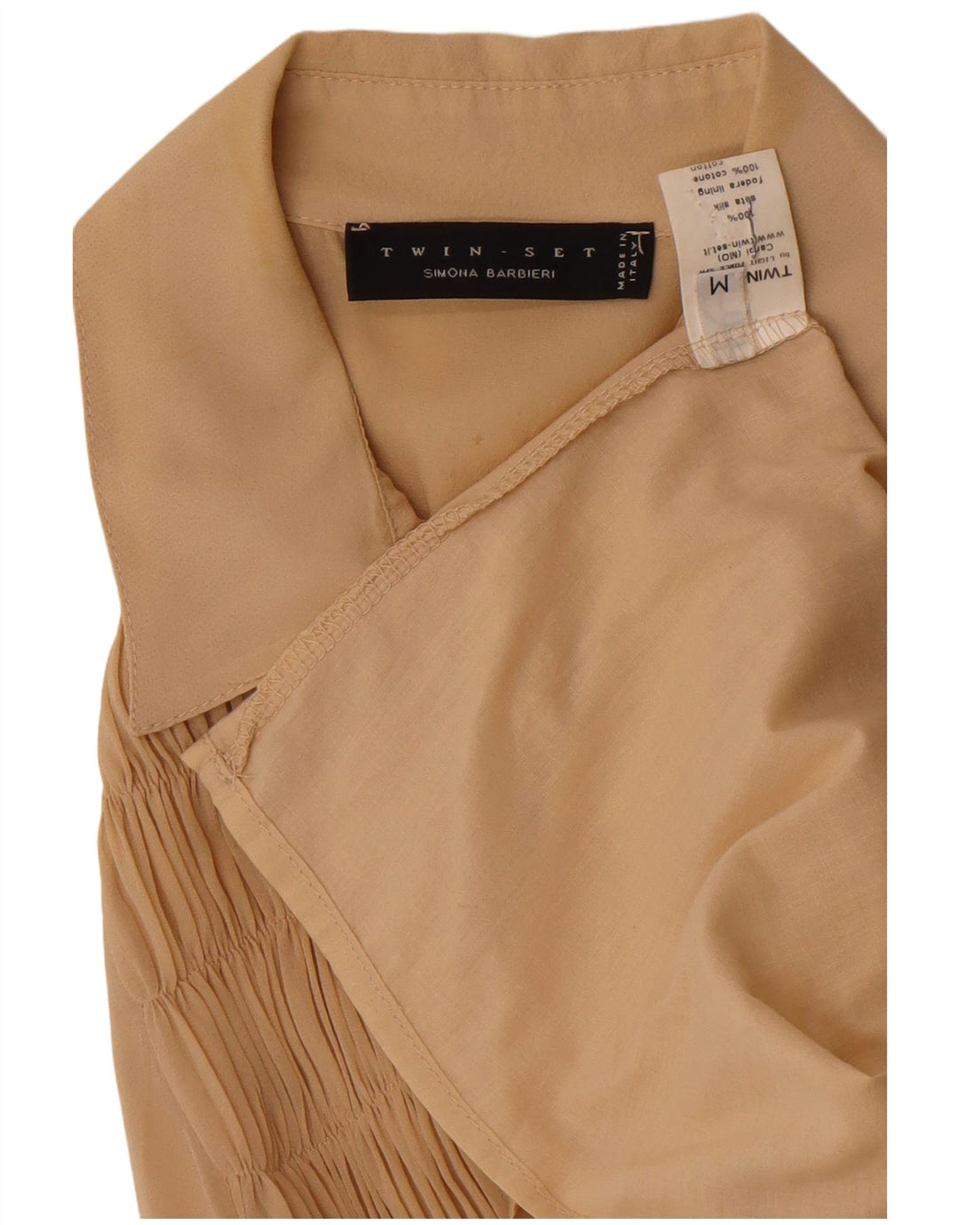 Simona Barbieri Damen Twin-Set A-Linien-Kleid UK 12 Mittelbeige Seide