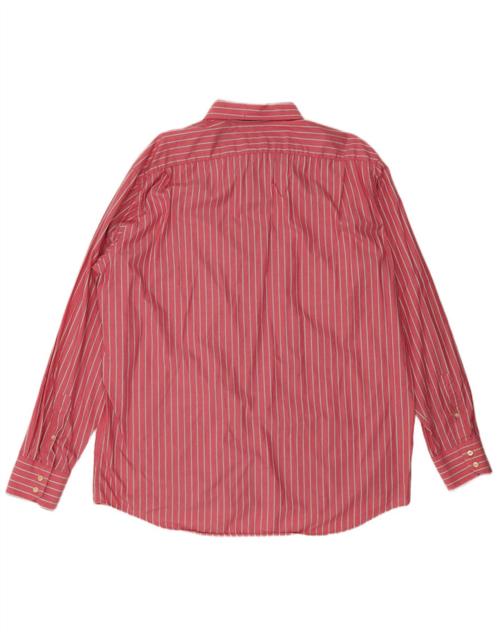 Lacoste Herrenhemd Größe 45 XL Rosa gestreifte Baumwolle