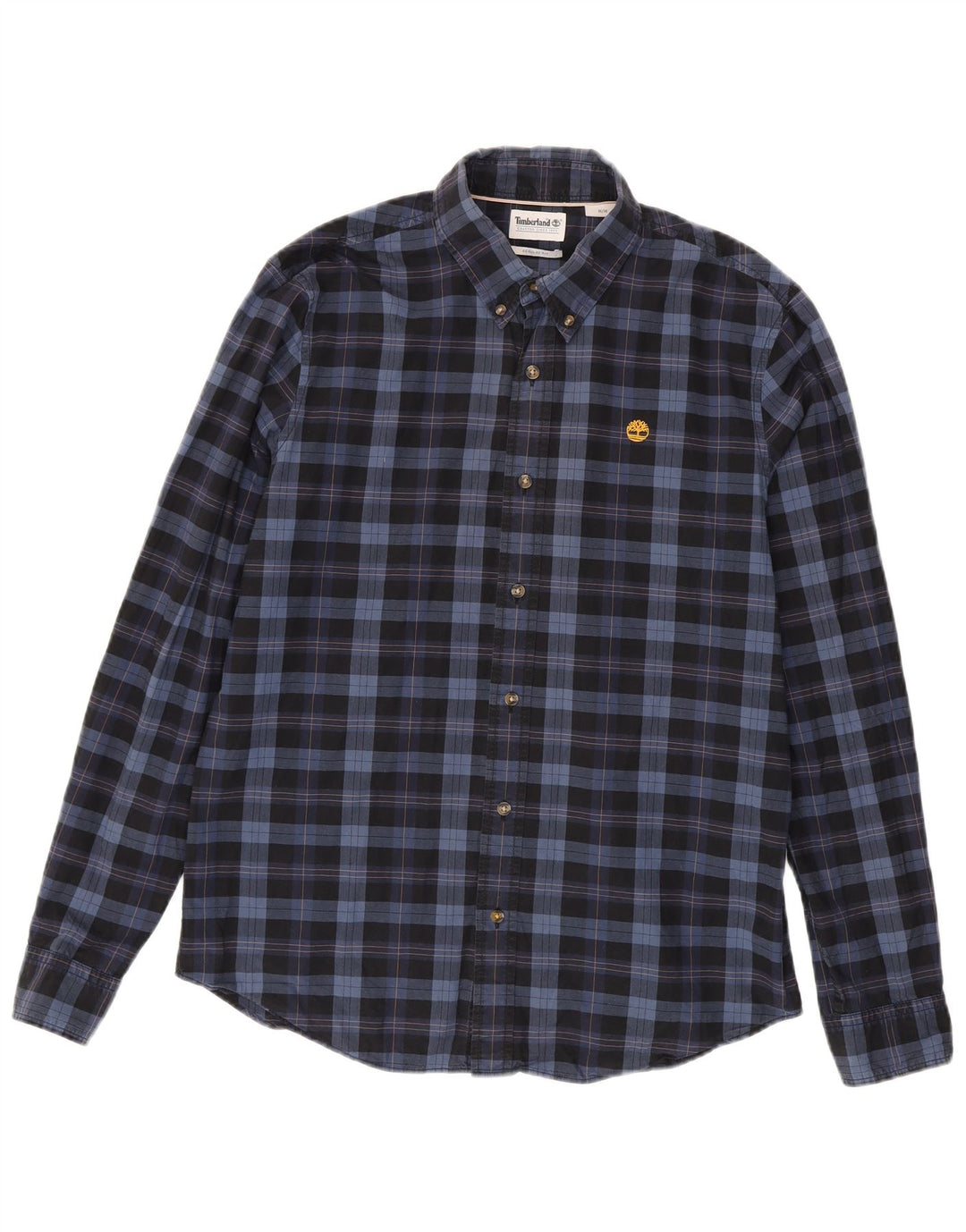 Timberland Herren-Hemd mit normaler Passform, mittelblau, kariert, Baumwolle
