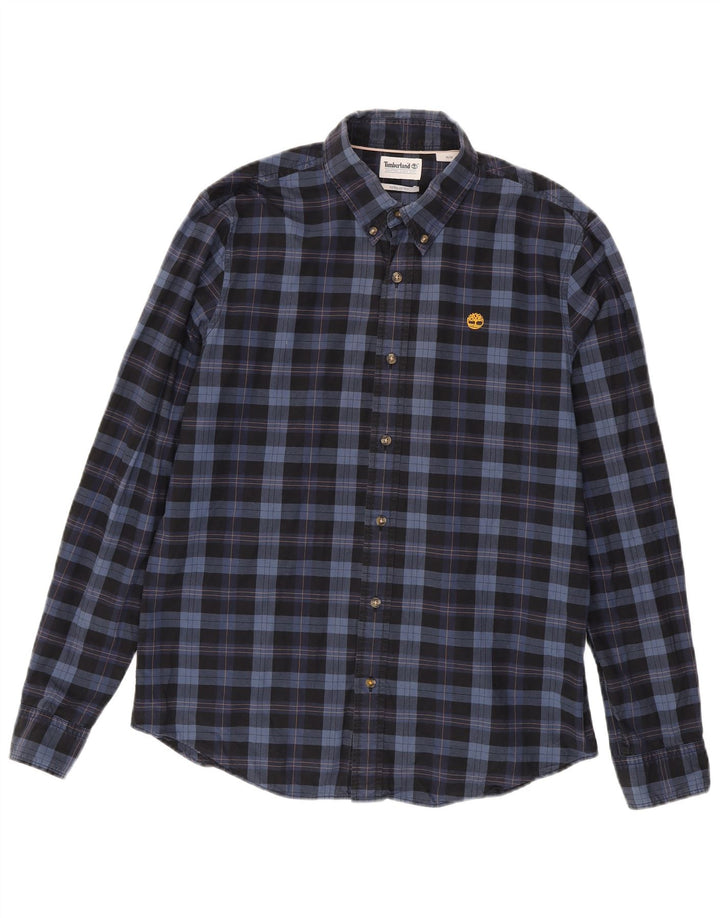 Timberland Herren-Hemd mit normaler Passform, mittelblau, kariert, Baumwolle