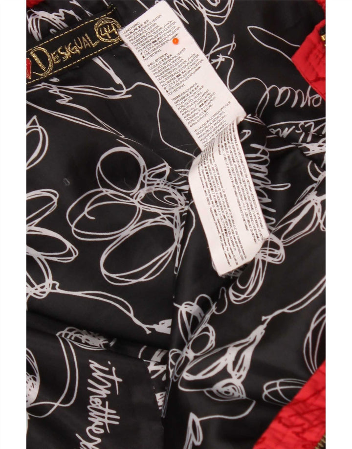 Desigual Damen-Kapuzenjacke, gepolstert, EU 44, XL, rotes Blumenmuster, Polyester