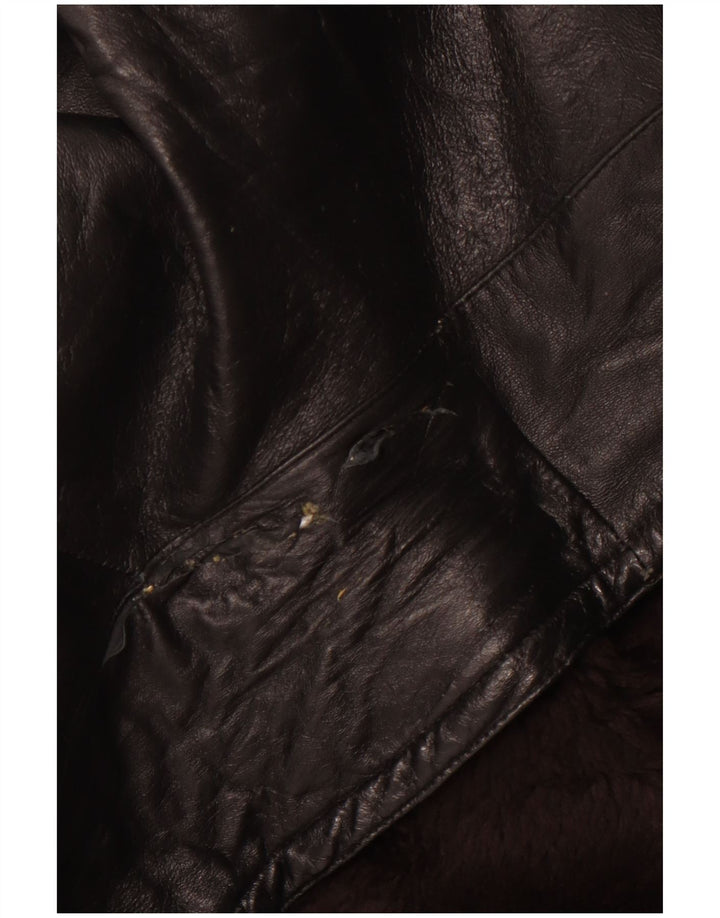 VINTAGE Herren Zweireiher Mantel UK 40 Large Schwarz