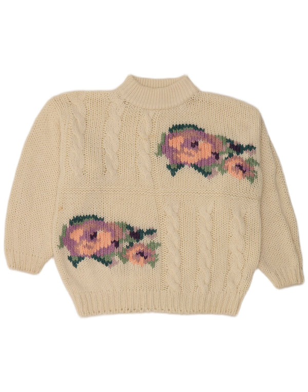 Nicolucchi Womens Turtle Neck Jumper Sweater One Size Off White Floral
