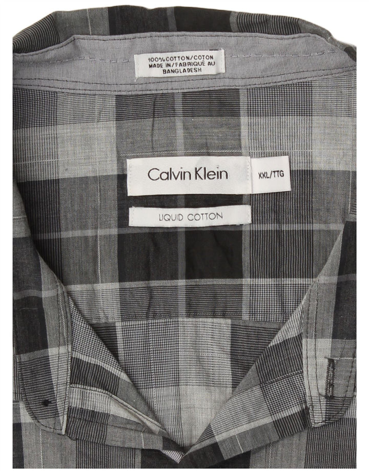 Calvin Klein Herrenhemd 2XL grau kariert Baumwolle