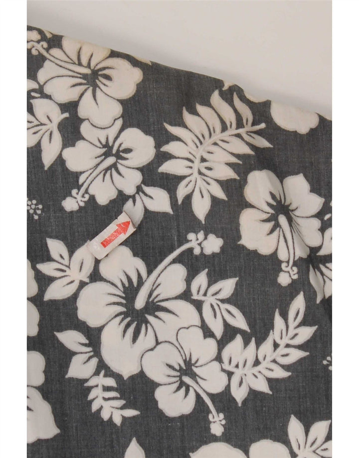 Kappa Herren-Kurzarmhemd, groß, grau, geblümt, Polyester