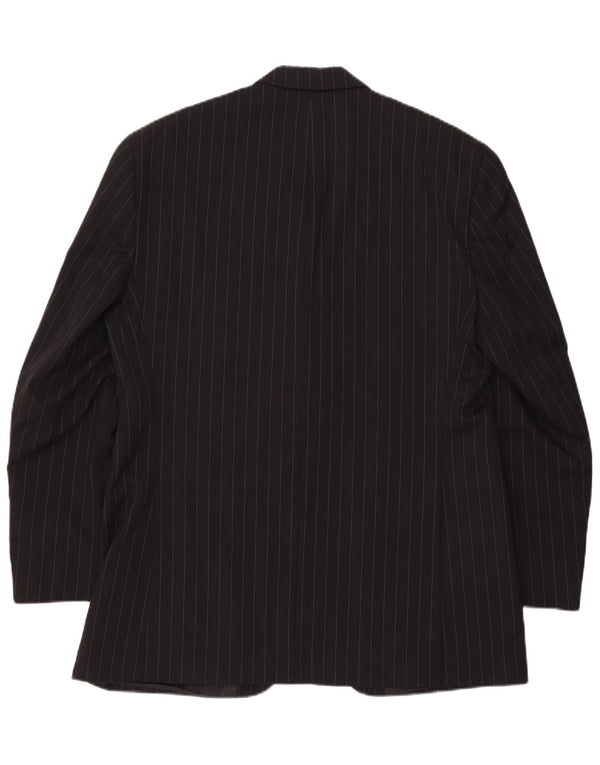 CHAPS Mens 3 Button Blazer Jacket UK 42 XL Black Pinstripe Wool