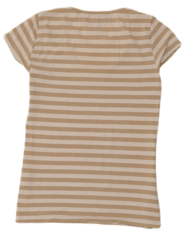 Tommy Hilfiger Damen T-Shirt Top UK 12 Mittelbeige gestreift aus Baumwolle