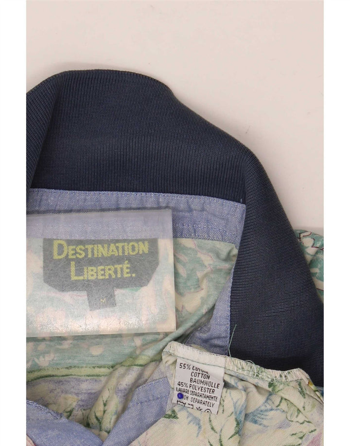 Vintage Herren Poloshirt Mittelgrüne Baumwolle mit Blumenmuster