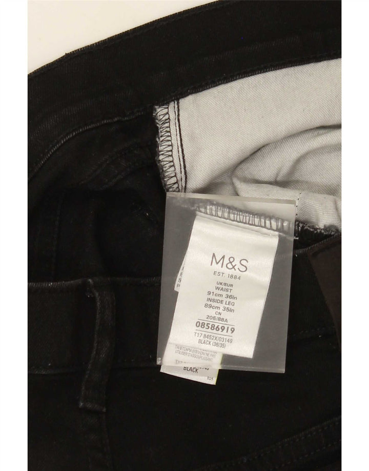 Marks & Spencer Herren-Jeans mit normaler Passform, gerade Passform, W36 L35, schwarze Baumwolle