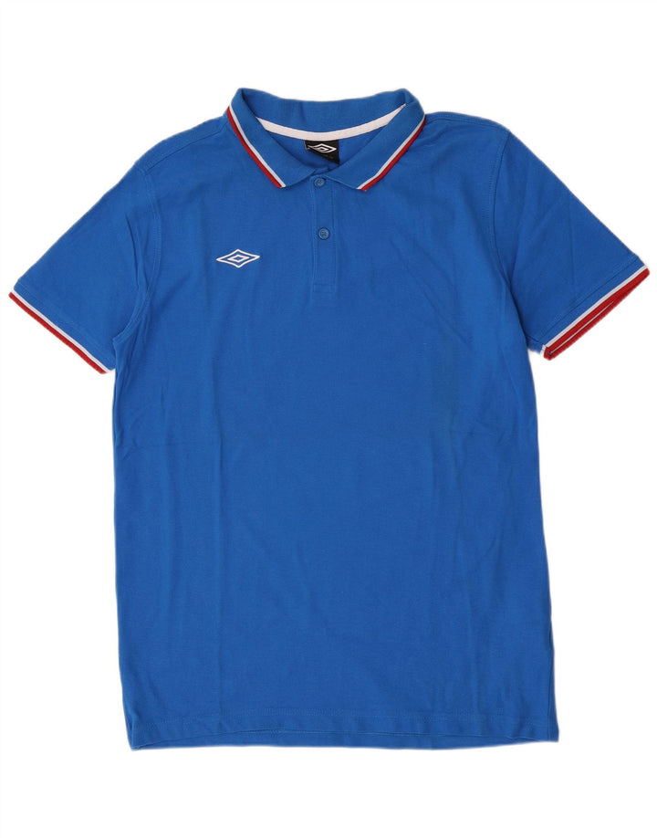 Umbro Herren Kurzarm-Poloshirt, groß, blaue Baumwolle