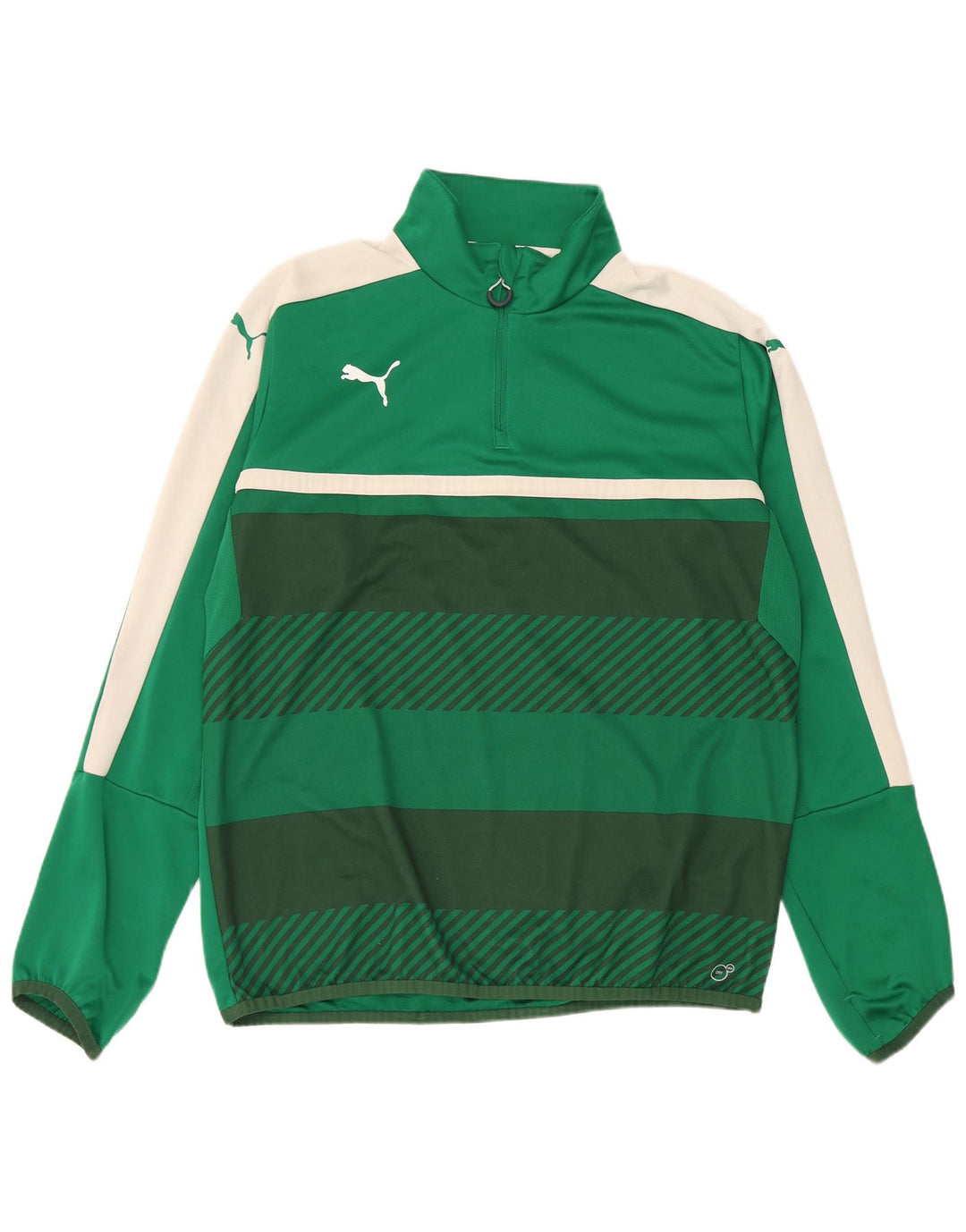 Puma Herren-Trainingsanzug mit Reißverschluss am Hals, XL, grünes Farbblock-Polyester