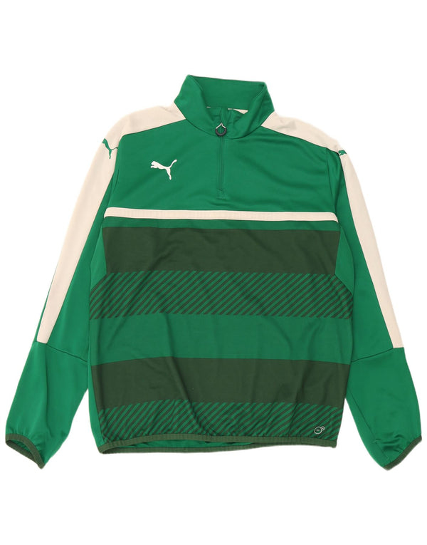 Puma Herren-Trainingsanzug mit Reißverschluss am Hals, XL, grünes Farbblock-Polyester