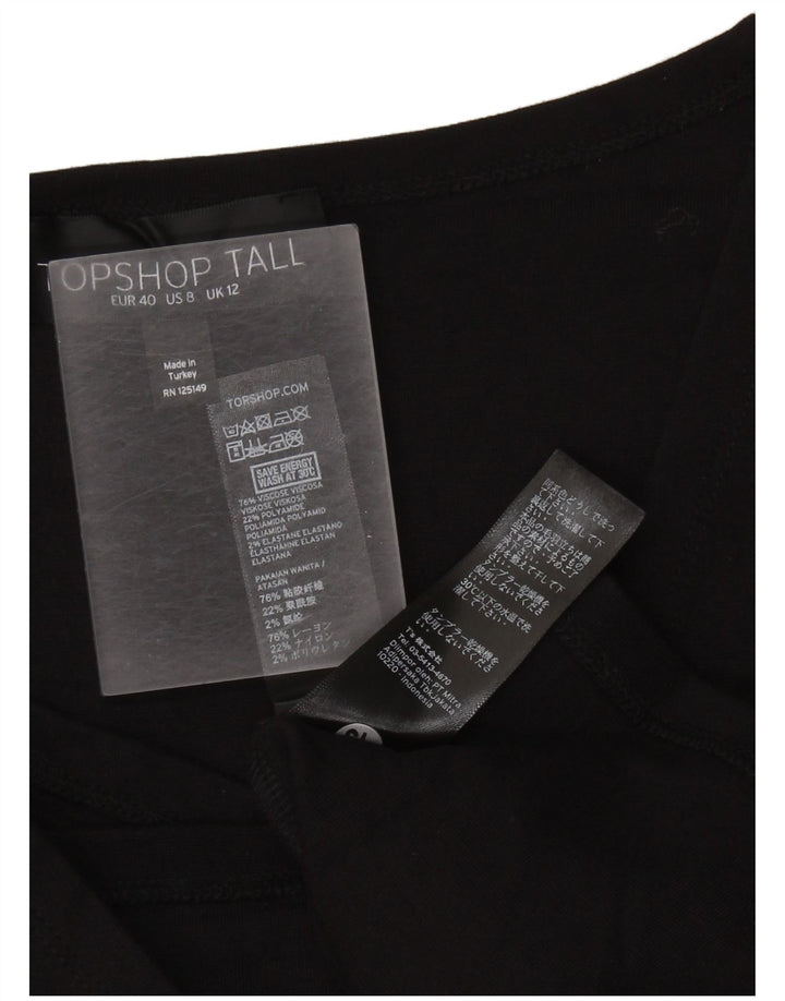Topshop Womens Tall, figurbetontes Kleid UK 12 Mittelschwarze Viskose