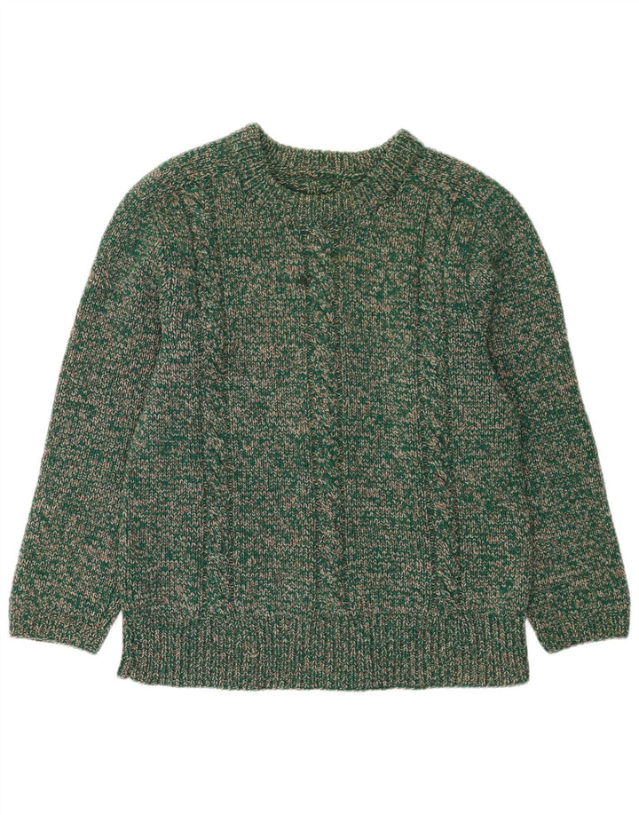 Vintage Herren-Pullover mit Rundhalsausschnitt, Mittelgrün gefleckt