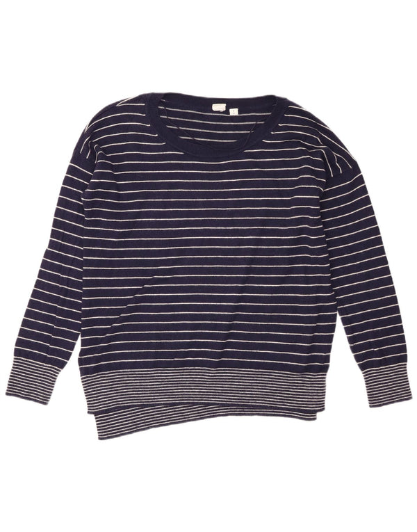 Gap Damen-Pullover mit U-Boot-Ausschnitt, Gr. 14, mittelmarineblaues gestreiftes Nylon
