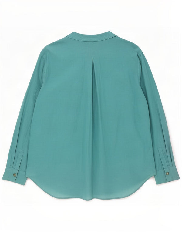Massimo Dutti Damen-Oversize-Hemdbluse, EU 40, mitteltürkisfarbene Baumwolle
