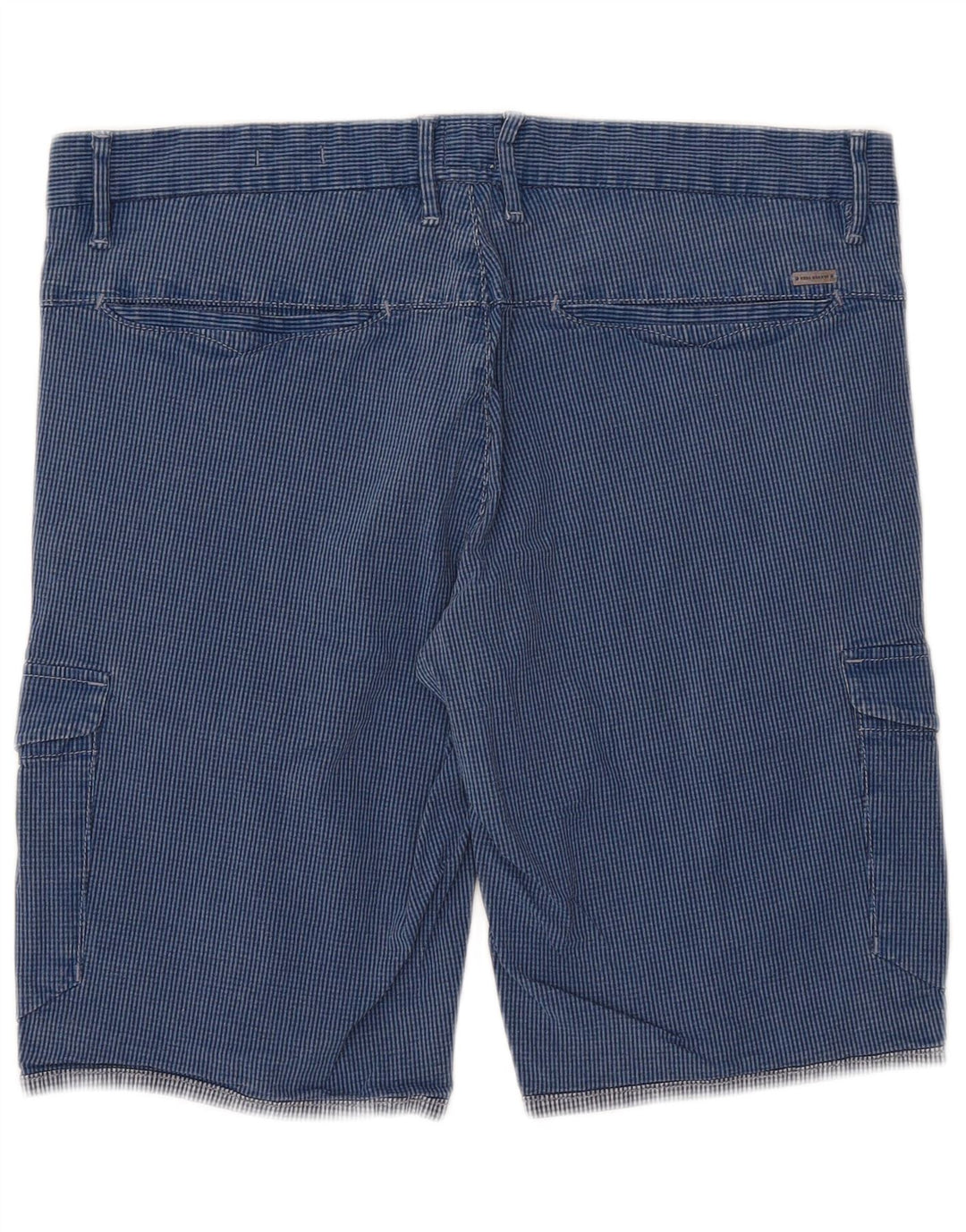 Hugo Boss Herren Cargoshorts EU 48 Medium W34 Blaue Gingham-Baumwolle