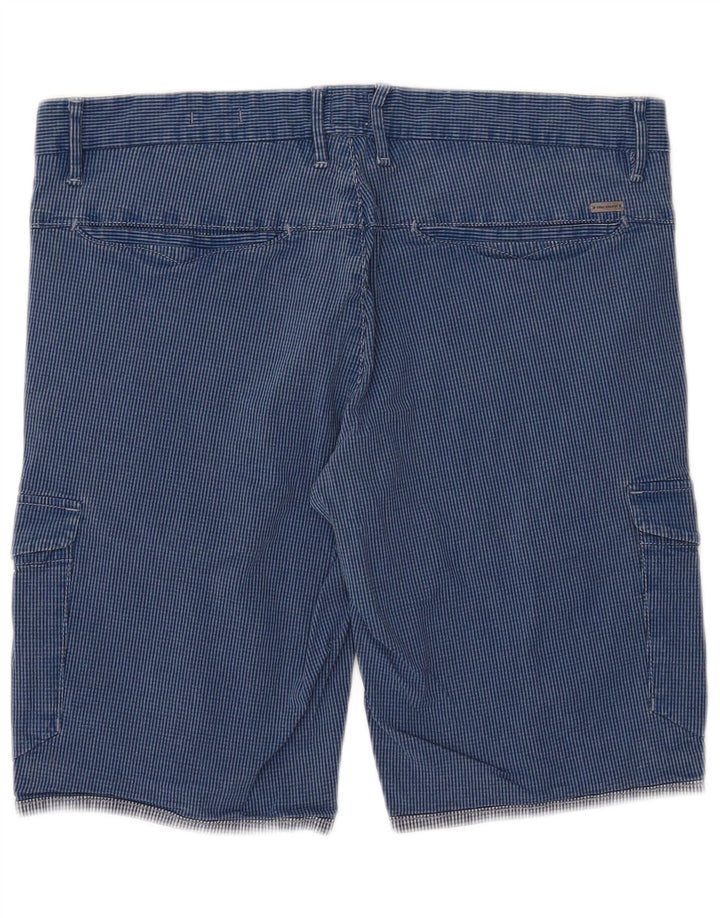 Hugo Boss Herren Cargoshorts EU 48 Medium W34 Blaue Gingham-Baumwolle