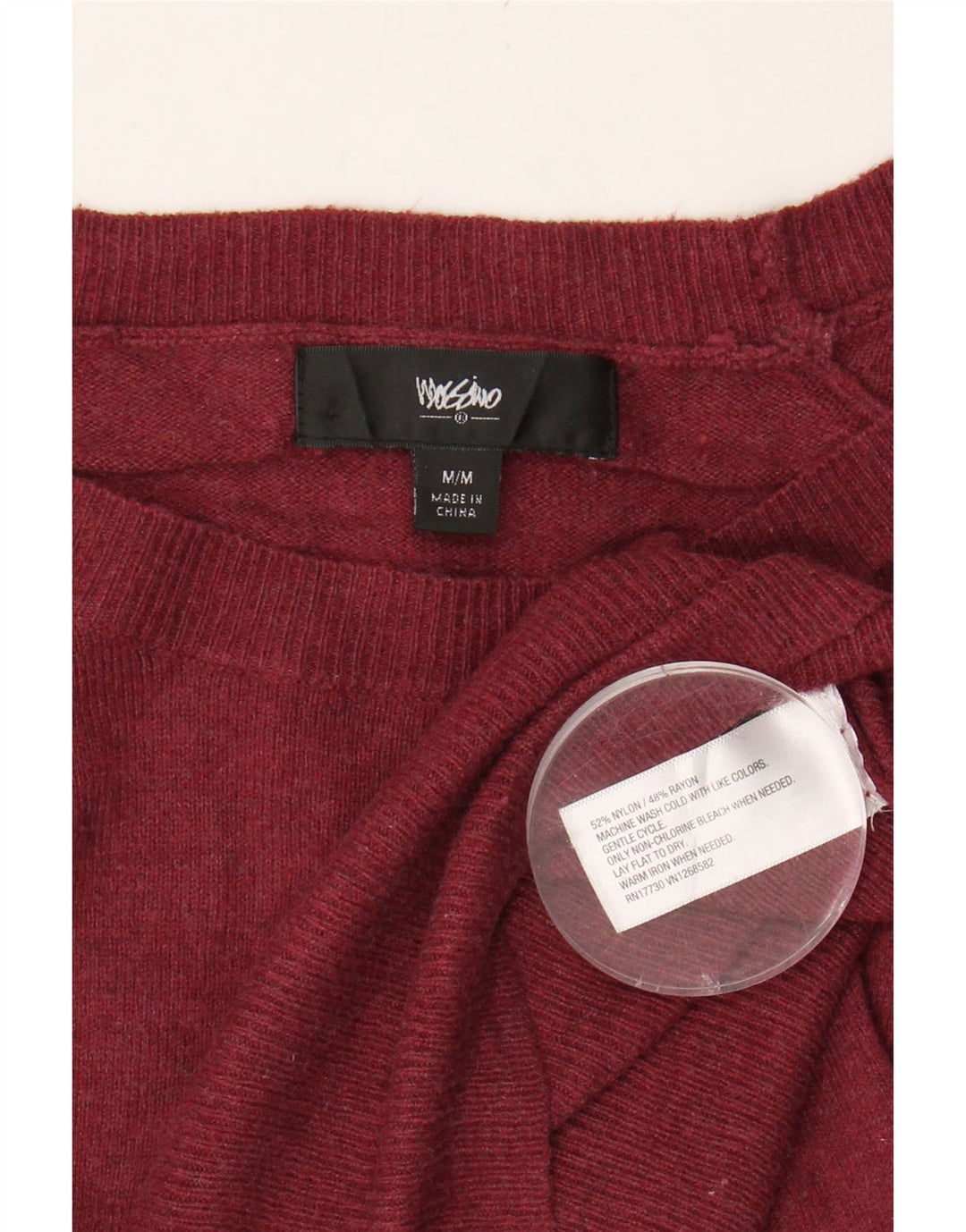 MOSSIMO Womens Boat Neck Jumper Sweater UK 12 Medium Burgundy Nylon Vintage Mossimo and Second-Hand Mossimo from Messina Hembry 