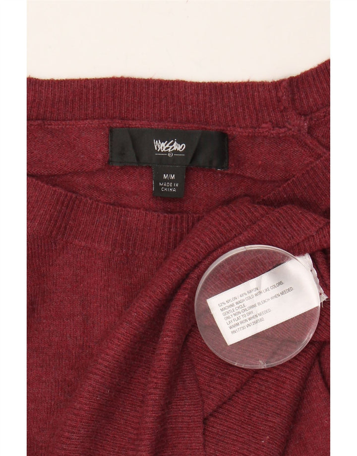 MOSSIMO Womens Boat Neck Jumper Sweater UK 12 Medium Burgundy Nylon Vintage Mossimo and Second-Hand Mossimo from Messina Hembry 