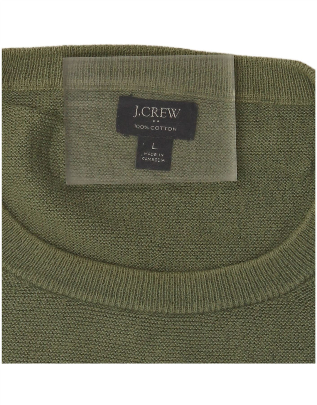 J. Crew Herren-Pullover mit Rundhalsausschnitt, groß, grüne Baumwolle