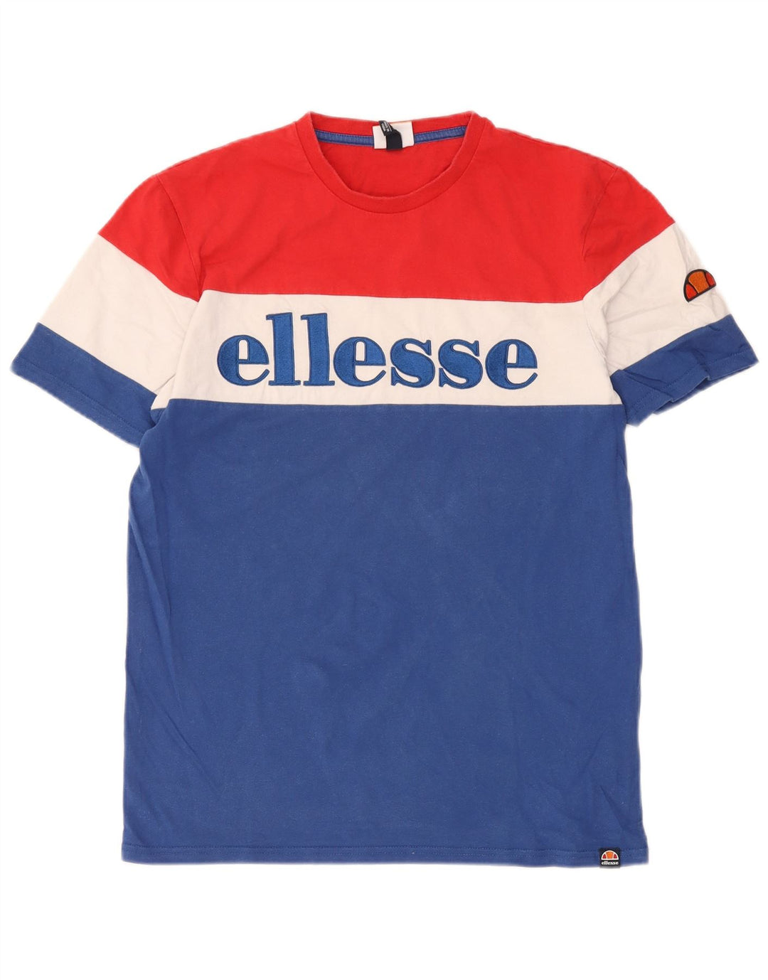 Ellesse Herren Grafik-T-Shirt-Oberteil aus mittelblauer Colourblock-Baumwolle