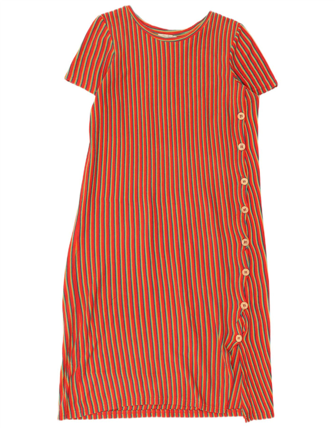 Zara Damen Trafaluc Etuikleid UK 14 Mittelrot gestreift Baumwolle
