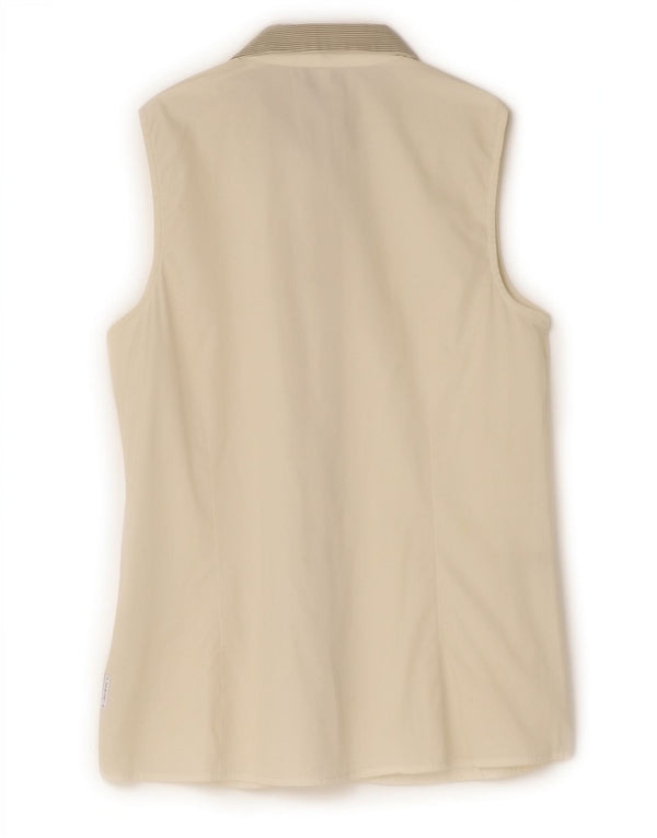 Armani Jeans Womens Sleeveless Shirt Blouse EU 42 Medium White Striped