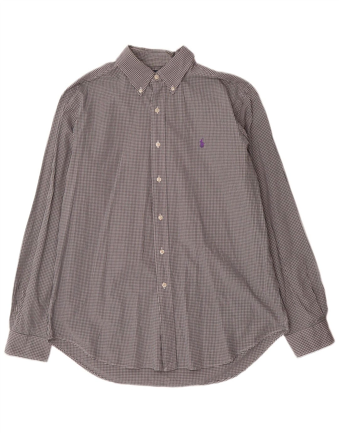 Ralph Lauren Herren-Hemd mit klassischer Passform, große schwarze Gingham-Baumwolle