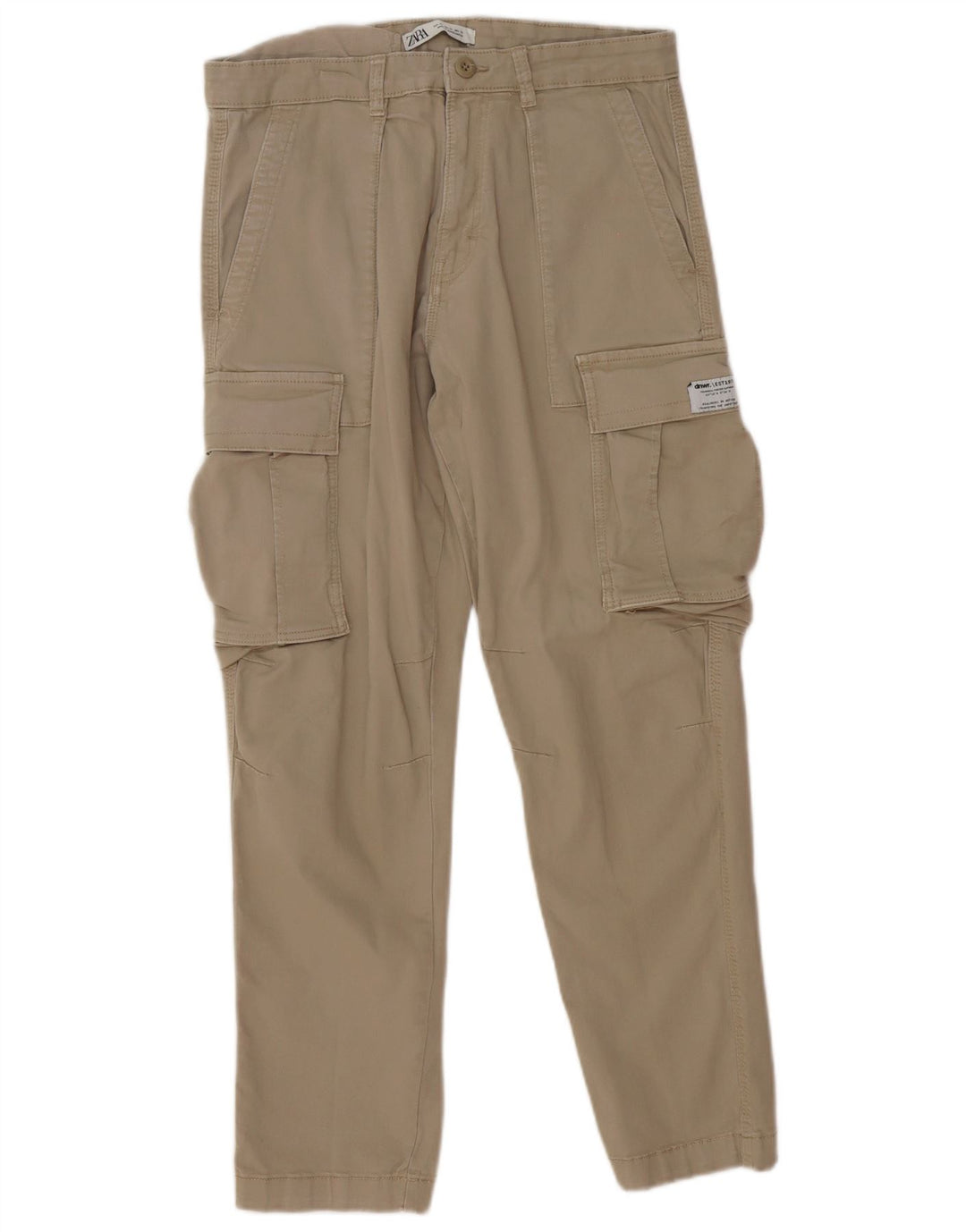 Gerade Cargohose für Herren von Zara, EU 42, Größe L, W32, L28, Beige