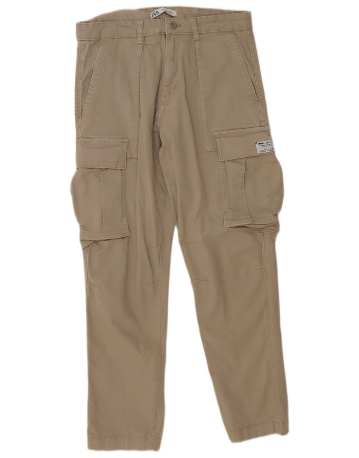 Gerade Cargohose für Herren von Zara, EU 42, Größe L, W32, L28, Beige