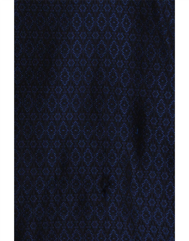 Vintage Damen Zweireihiger Mantel UK 16 Groß Marineblau Geometrisch