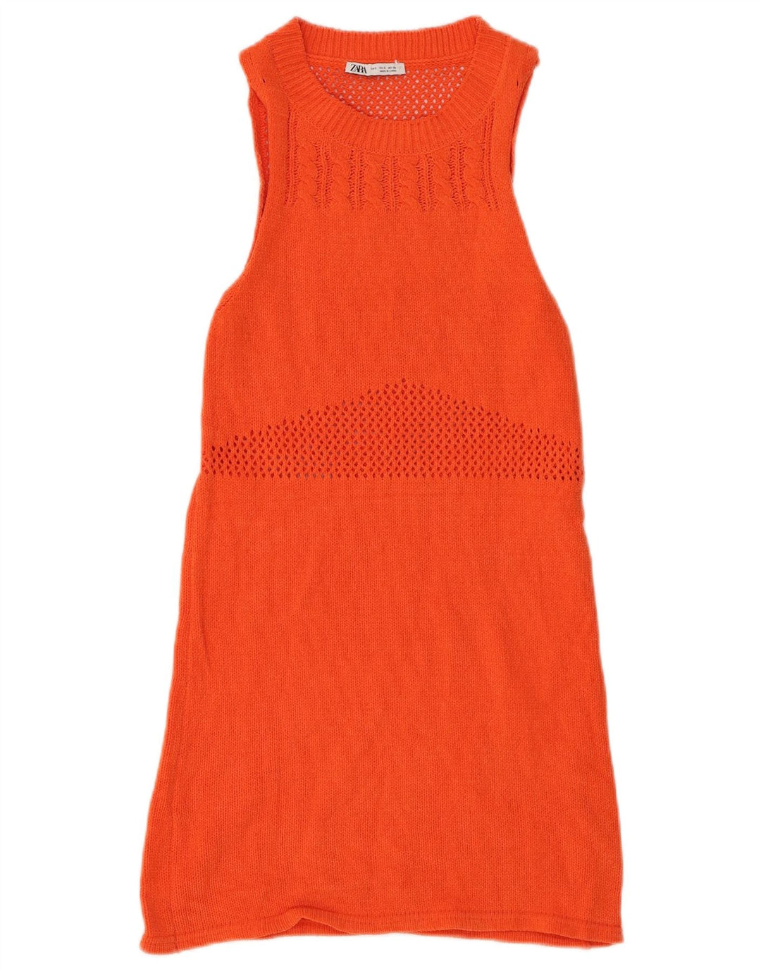 ZARA Damen Ärmelloses Pulloverkleid UK 8 Small Orange Polyester