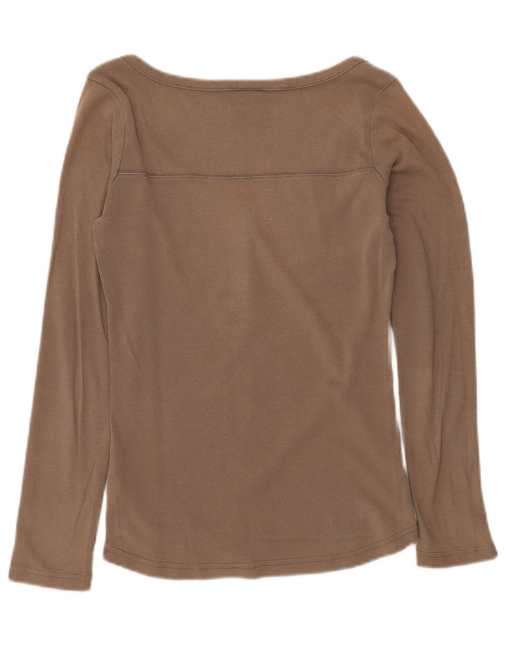 NIKE Damen Top Langarm UK 8/10 Small Graue Baumwolle