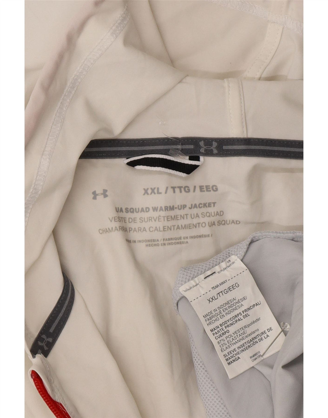 Under Armour Herren-Regenjacke mit Kapuze, UK 44 2XL, weißes Colourblock-Polyester