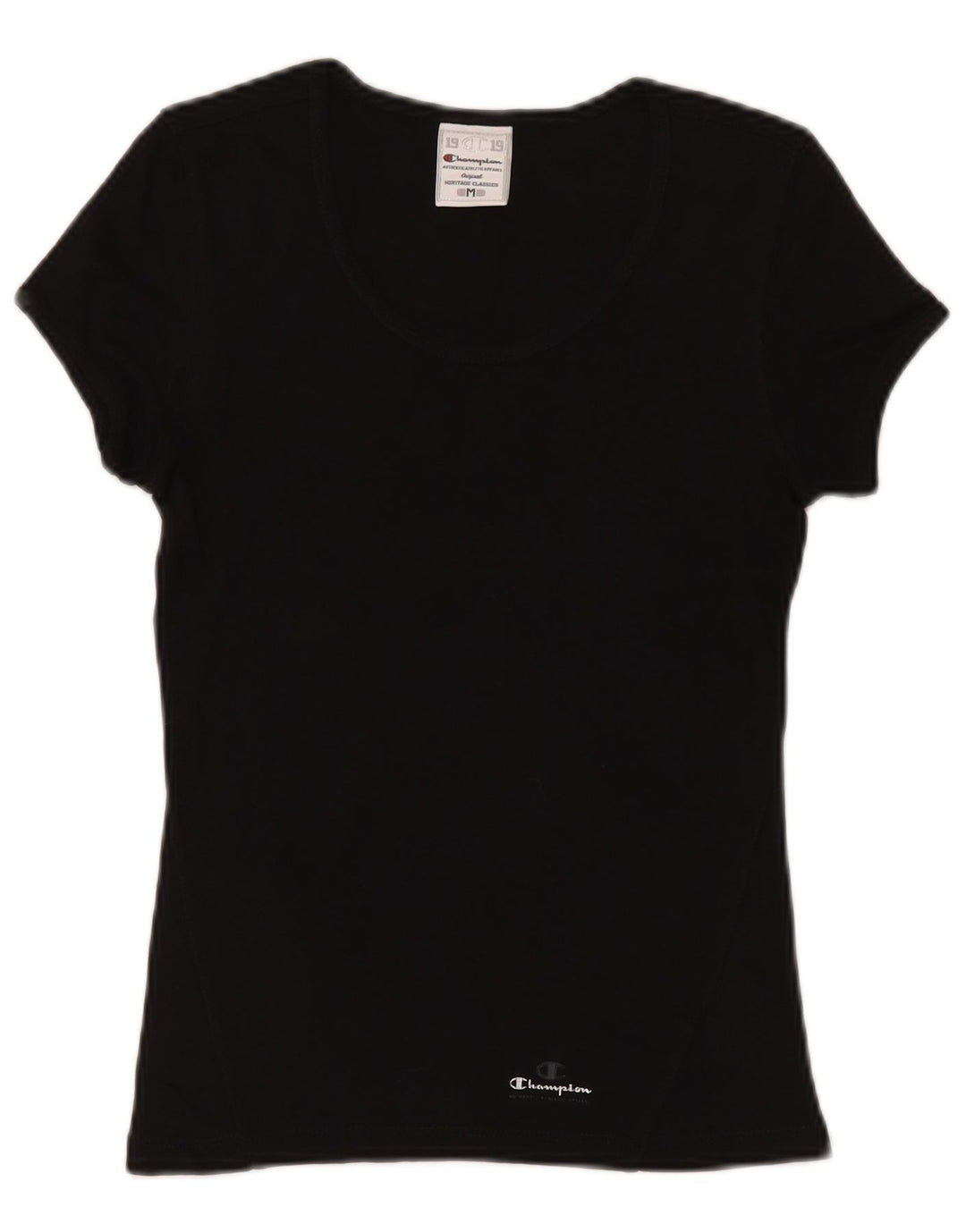 Champion Womens Heritage Classics T-Shirt Top UK 12 Mittelschwarze Baumwolle