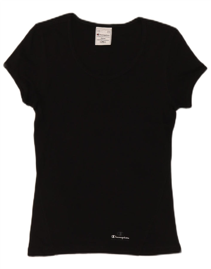 Champion Womens Heritage Classics T-Shirt Top UK 12 Mittelschwarze Baumwolle