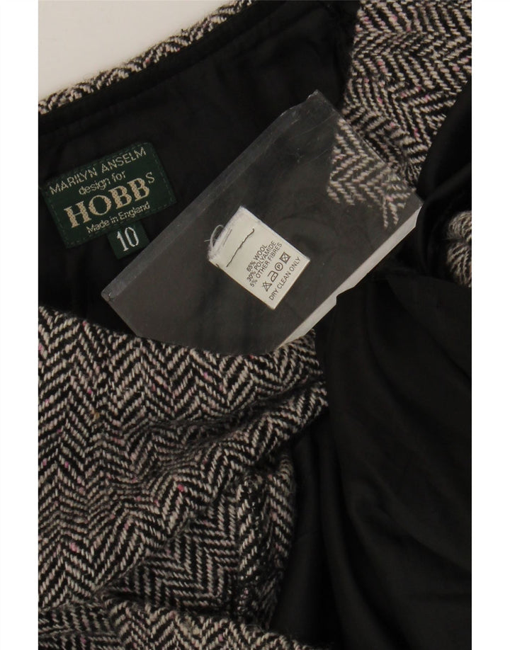 Hobbs Damen Schößchenrock UK 10 Small W26 Graue Wolle mit Fischgrätenmuster