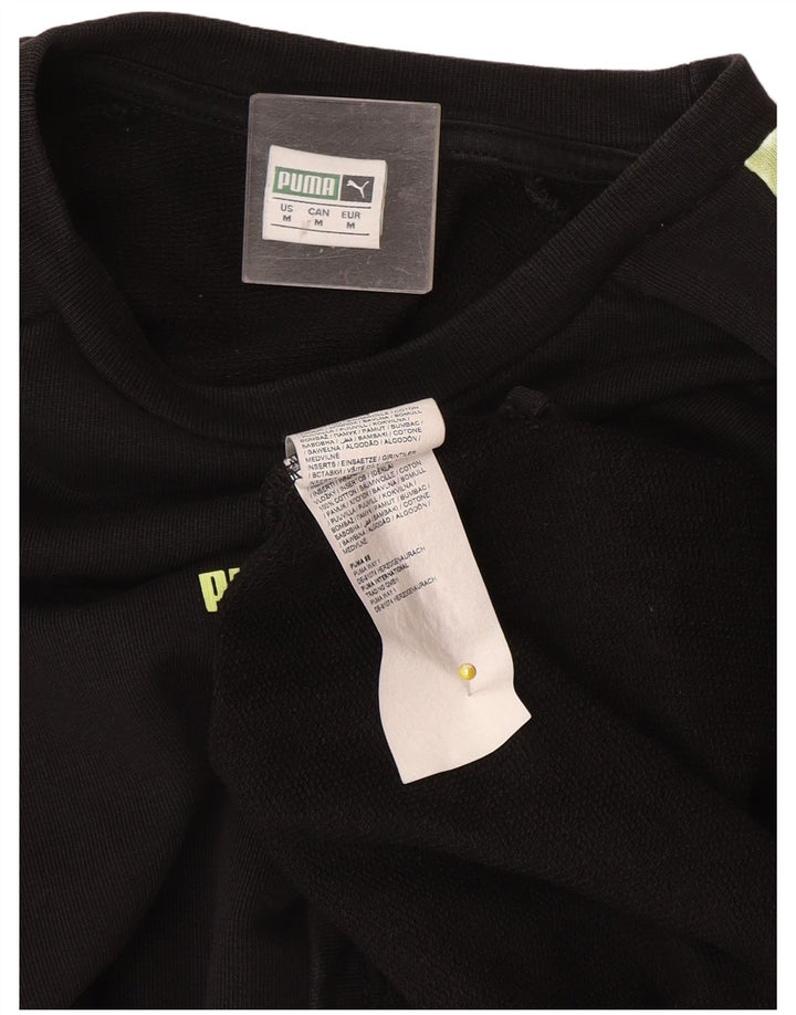 Puma Damen-Sweatshirt-Pullover UK 14 Mittelschwarze Colourblock-Baumwolle