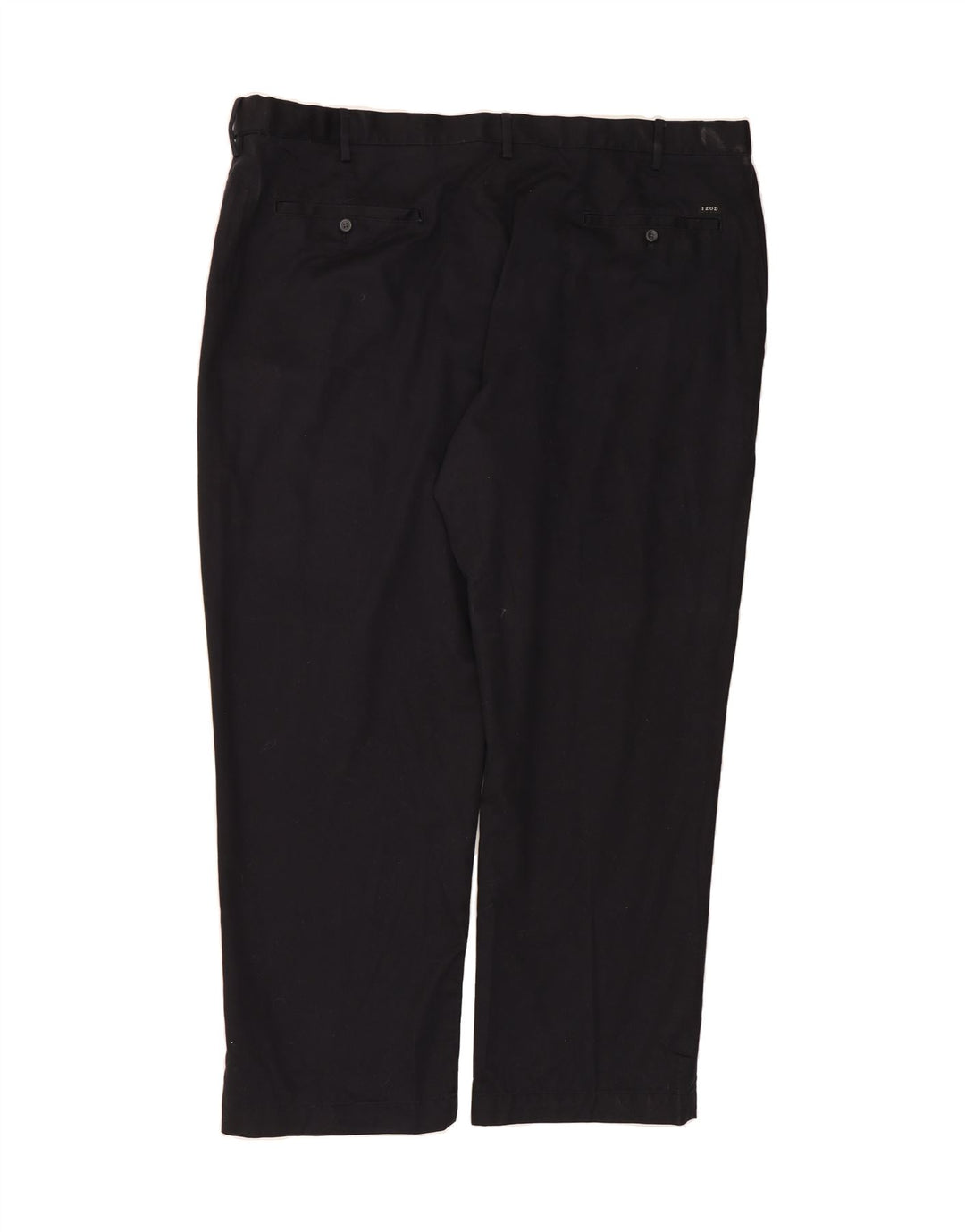 IZOD Mens Straight Chino Trousers W48 L32 Black Cotton